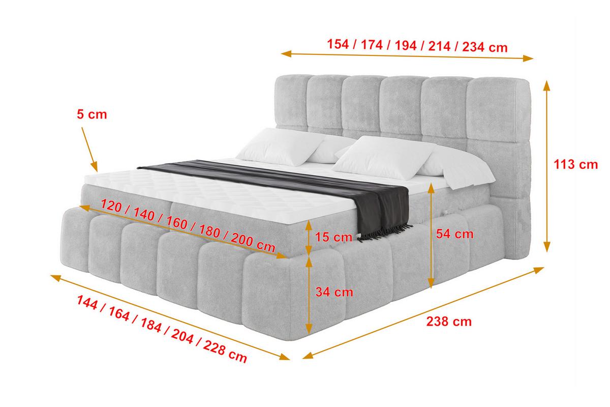 BOXBETT - AURI-H3 - 160x200 Grau Lapitt - Anthrazit, Holzwerkstoff (160/200cm) - ALTDECOR
