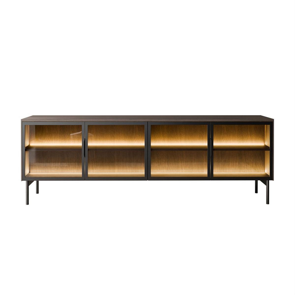 TV-ELEMENT LINEA LOFT mit LED-Beleuchtung Eiche + Schwarz - Eichefarben, Holzwerkstoff (181/62/39cm) - Lookway