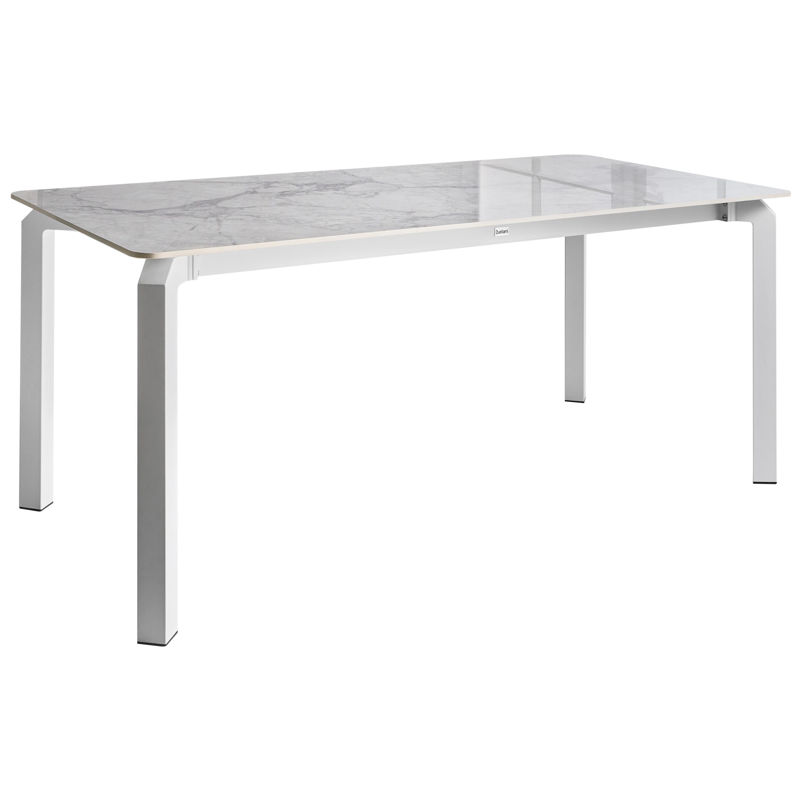 GARTENTISCH 180/90 cm Stein Weißer Marmor Feletto - Weiß, Stein (180/90/76cm) - Beliani