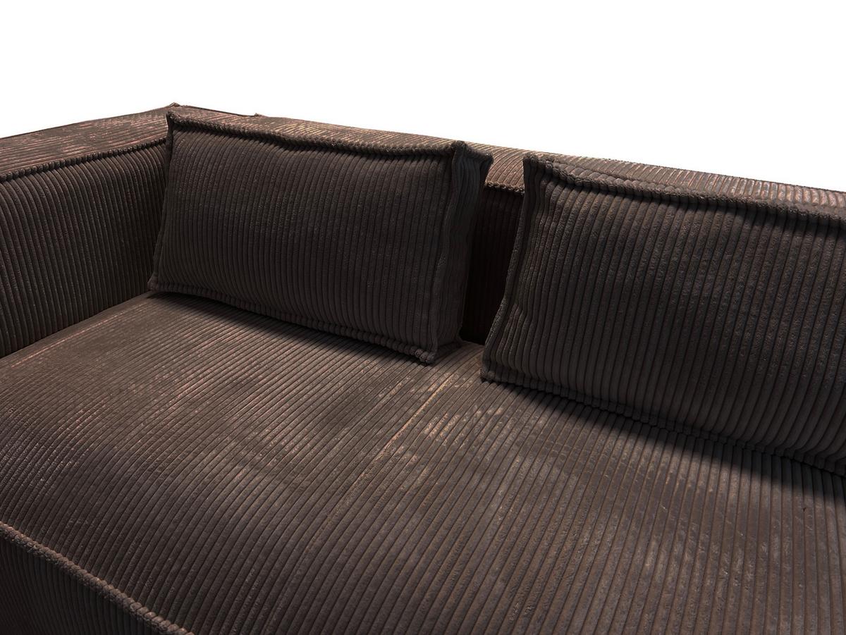 3-SITZER-SOFA Nova Dunkelbraun Cord - Dunkelbraun/Schwarz, Holz/Kunststoff (230/64/92cm) - S-Style Möbel
