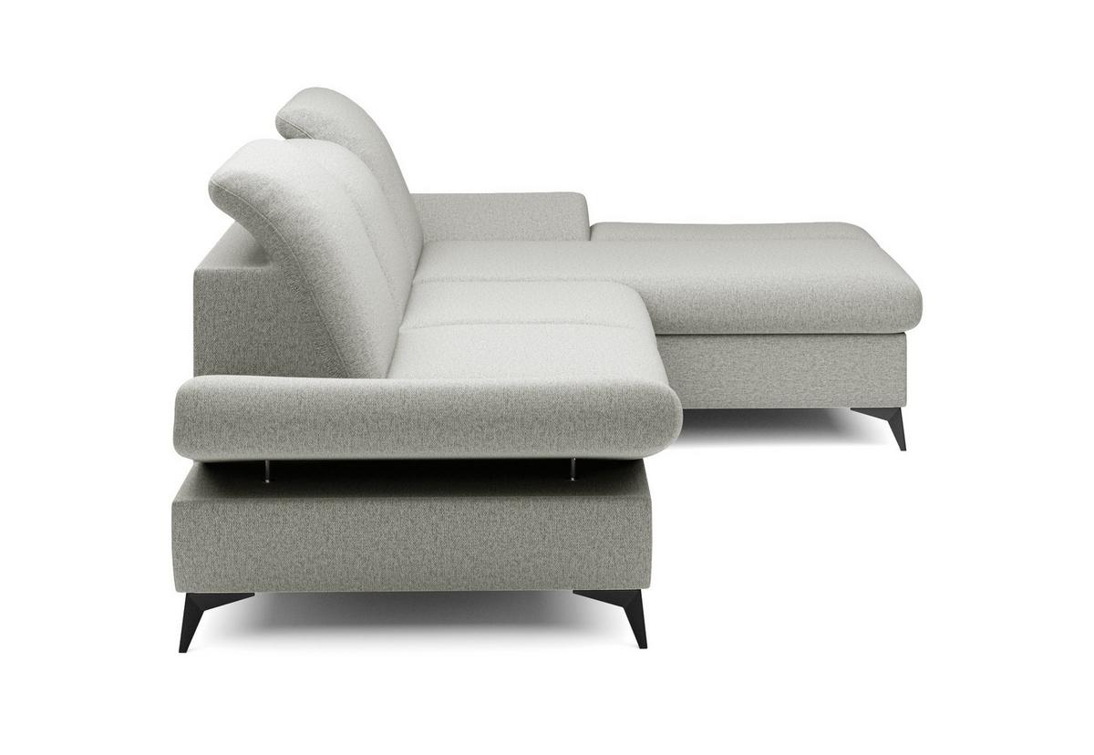 ECKSOFA FELICE R-S Grau Geflochtener Stoff mit Schlaffunktion - Grau, Holz (284/166cm) - MASSENO