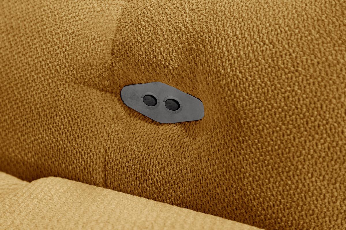 ECKSOFA KIMI 3-Sitzer, ausziehbarer Sitz, verstellbare Kopfstützen, senfgelb - Gelb/Schwarz, Holzwerkstoff/Textil (270/160cm) - Wozimo