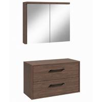 BADMÖBEL-SET Florence 2 Teile Walnuss Braun - 80 x 46 x 46 cm - Walnussfarben, Holz (80/46/46cm) - Badplaats