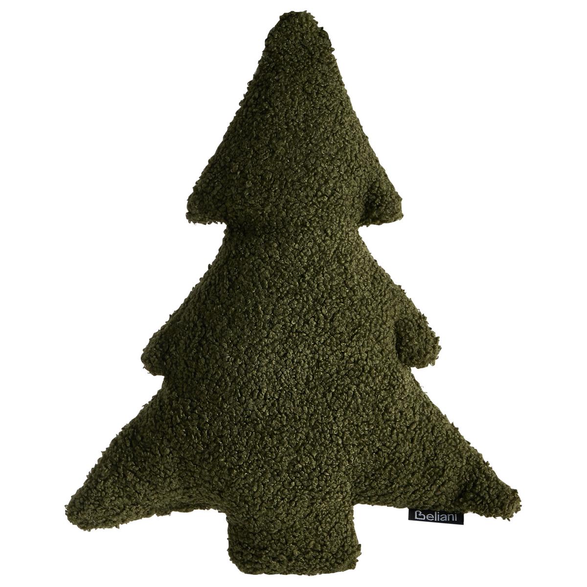 DEKOKISSEN 3er-Set Dunkelgrün 30/35 cm Winterland - Beige/Grün, Textil (30/35cm) - Beliani