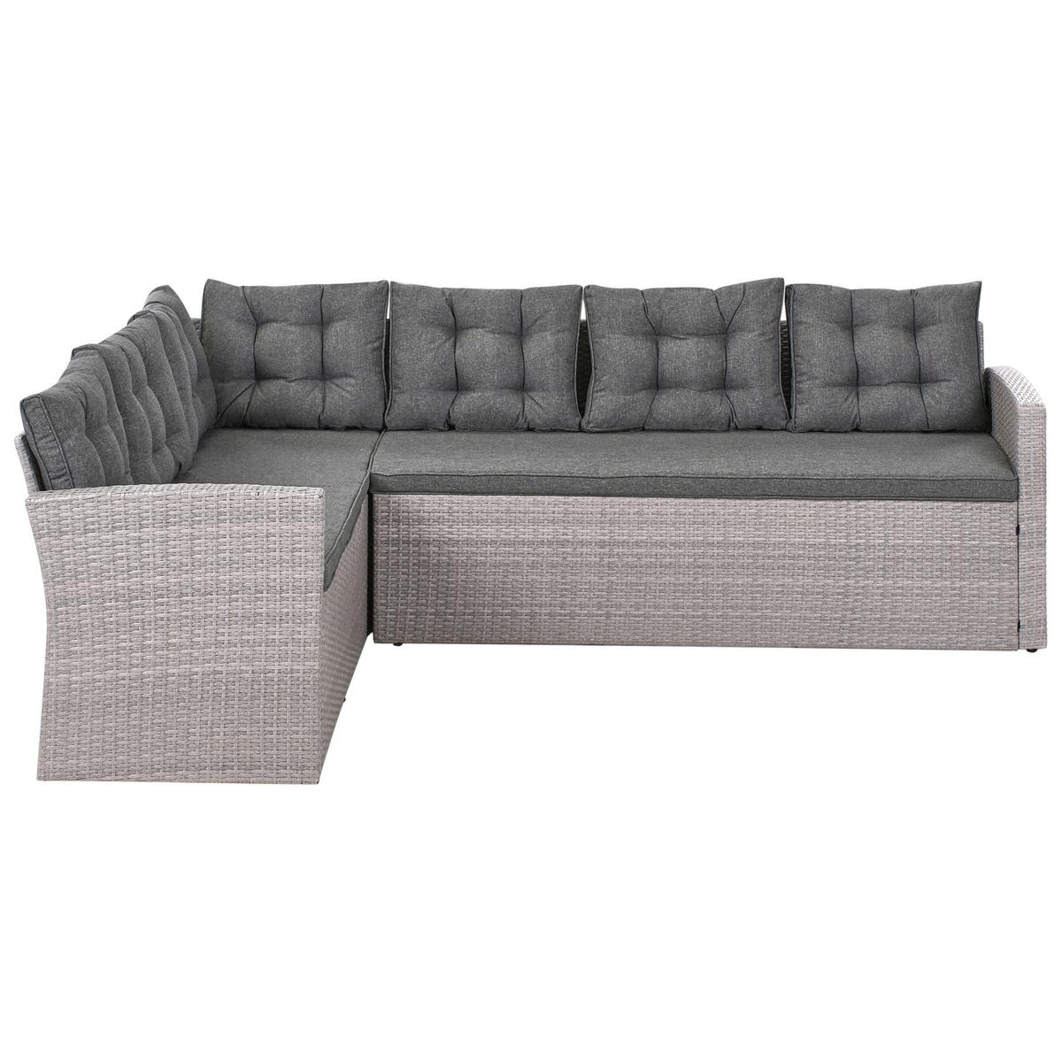 GARTEN-ECKSOFA 8-Sitzer Polyrattan Grau Viterbo - Hellgrau/Grau, Kunststoff - Beliani