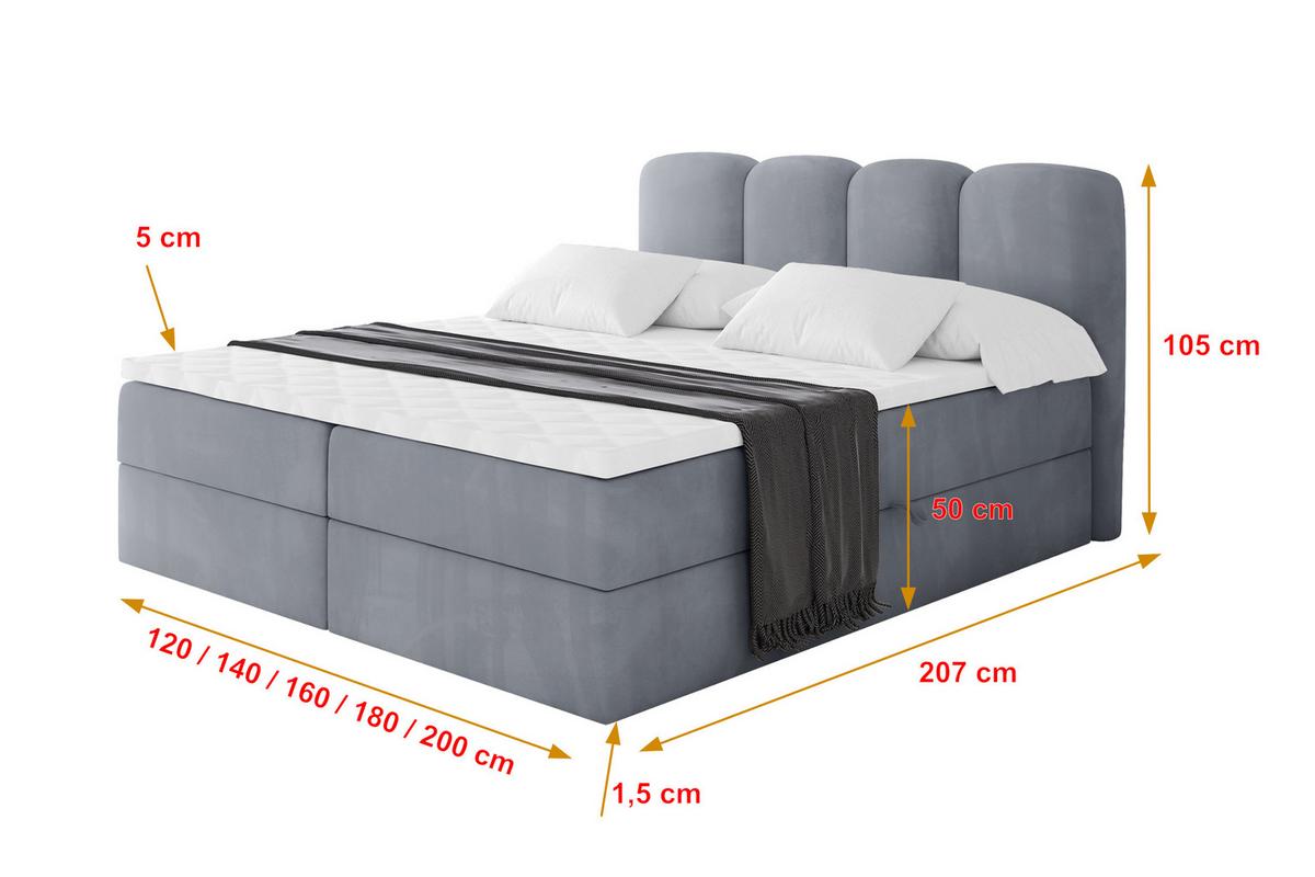 BOXBETT mit Matratze H4 - NINA - 180x200 cm - Grau - Anthrazit, Holzwerkstoff (180/200cm) - ALTDECOR