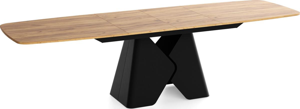 ESSTISCH Vanta rechteckig ausziehbar verlängerbar mit Schwarzem Metallgestell, Eiche Braun 180-270/90/76 cm - Eiche Wotan/Schwarz, Holzwerkstoff/Metall (90/270/76cm) - WFL GROUP