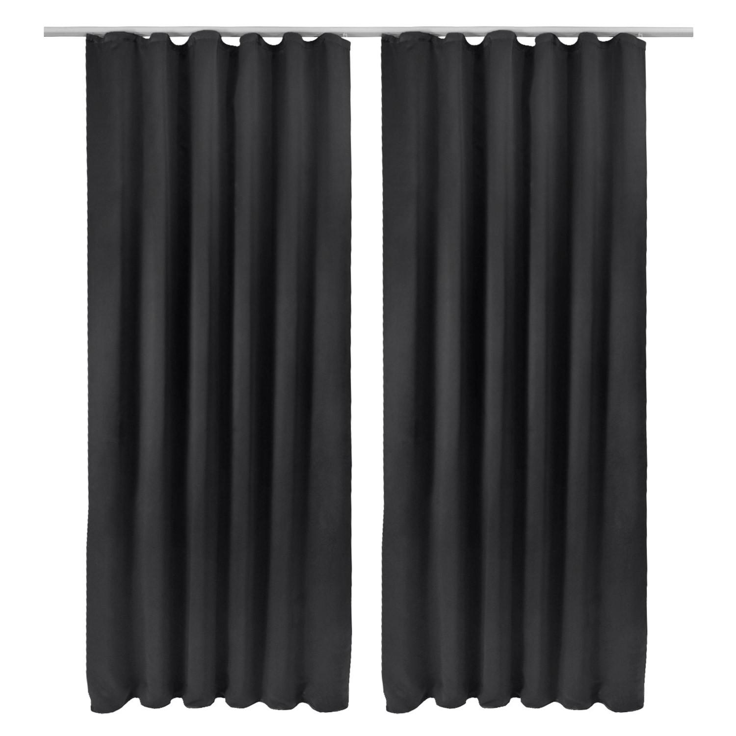 VORHANG Amelie BK mit Kräuselband 140x245cm Schwarz (2tlg) - Schwarz, Textil (140/245/1cm) - Beautissu 