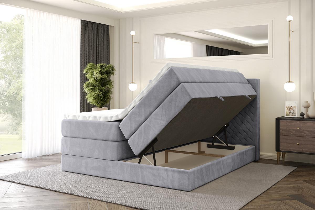 BOXSPRINGBETT mit Matratze H3|H4 und Lattenrost - VEXA KING-180x200 - Grau Monolith - Grau, Holzwerkstoff (180/200cm) - ALTDECOR