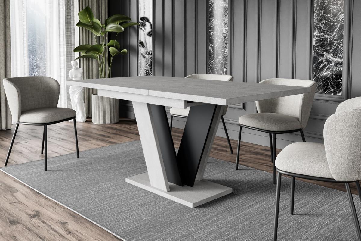 ESSTISCH ausziehbar 120 -160x90x75 cm - Betonoptik K350/Schwarz - INEY - Schwarz, Holzwerkstoff (120/90/75cm) - ALTDECOR