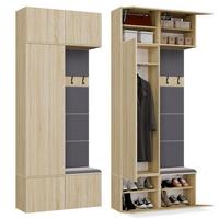 GARDEROBE - Doppelter Flurhänger mit Sitzbank, Haken & Oberschränken Sonoma Eiche 100/238/35 - Sonoma Eiche, Holzwerkstoff (100/238/35cm) - RAUMHIRSCH FURNITURE