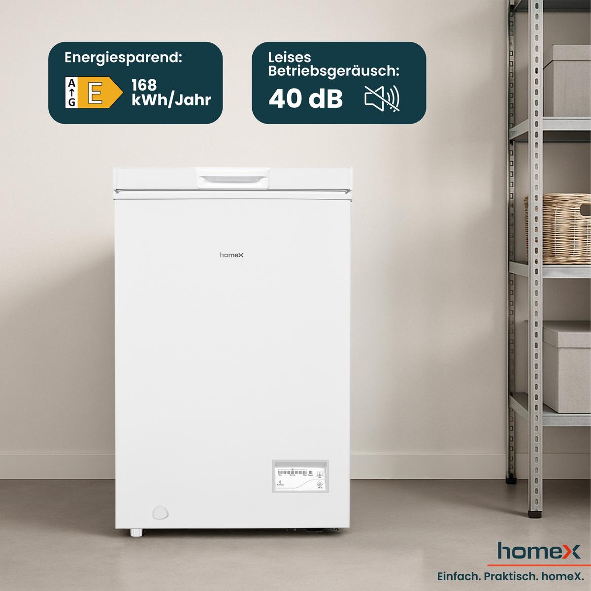 GEFRIERTRUHE, klein - 98L Nutzinhalt, 4-Sterne Gefrieren, Super-Frost-Funktion, LED-Display, inkl. Ablagekorb - Weiß, Kunststoff/Metall (54.5/84.5/54.5cm) - homeX
