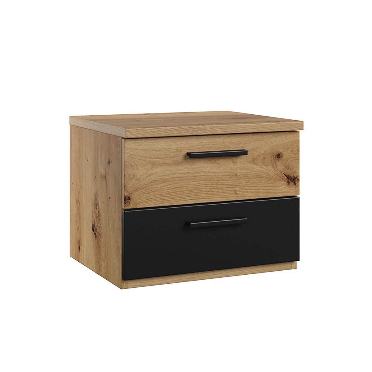 NACHTTISCH Alec Holz und Schwarz - Schwarz, Holzwerkstoff (46.3/36.5/40cm) - Petits-meubles