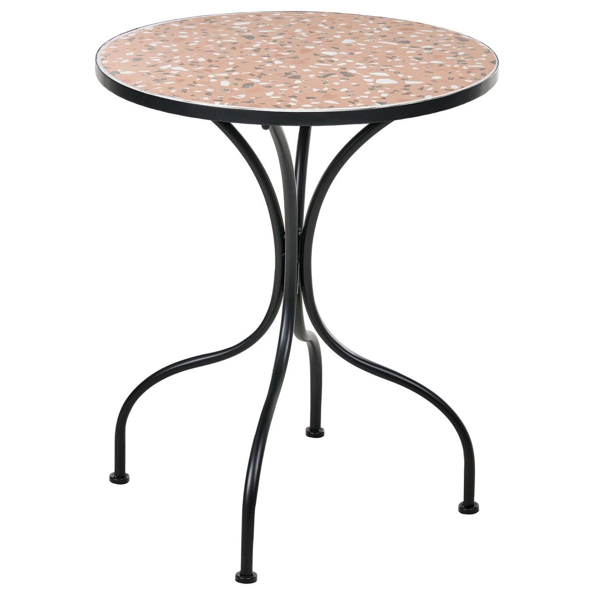 BISTROTISCH 60/60 cm Terrazzo Optik Metall Schwarz Adrano - Schwarz, Metall (60/60/74cm) - Beliani