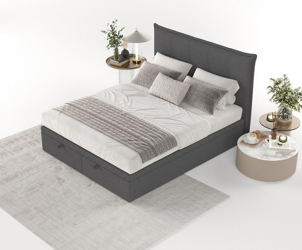 POLSTERBETT Liano mit Stauraum 120/200 cm Anthrazit im Megan Stoff - Anthrazit/Schwarz, Holz/Holzwerkstoff (120/200cm) - AltaBeds