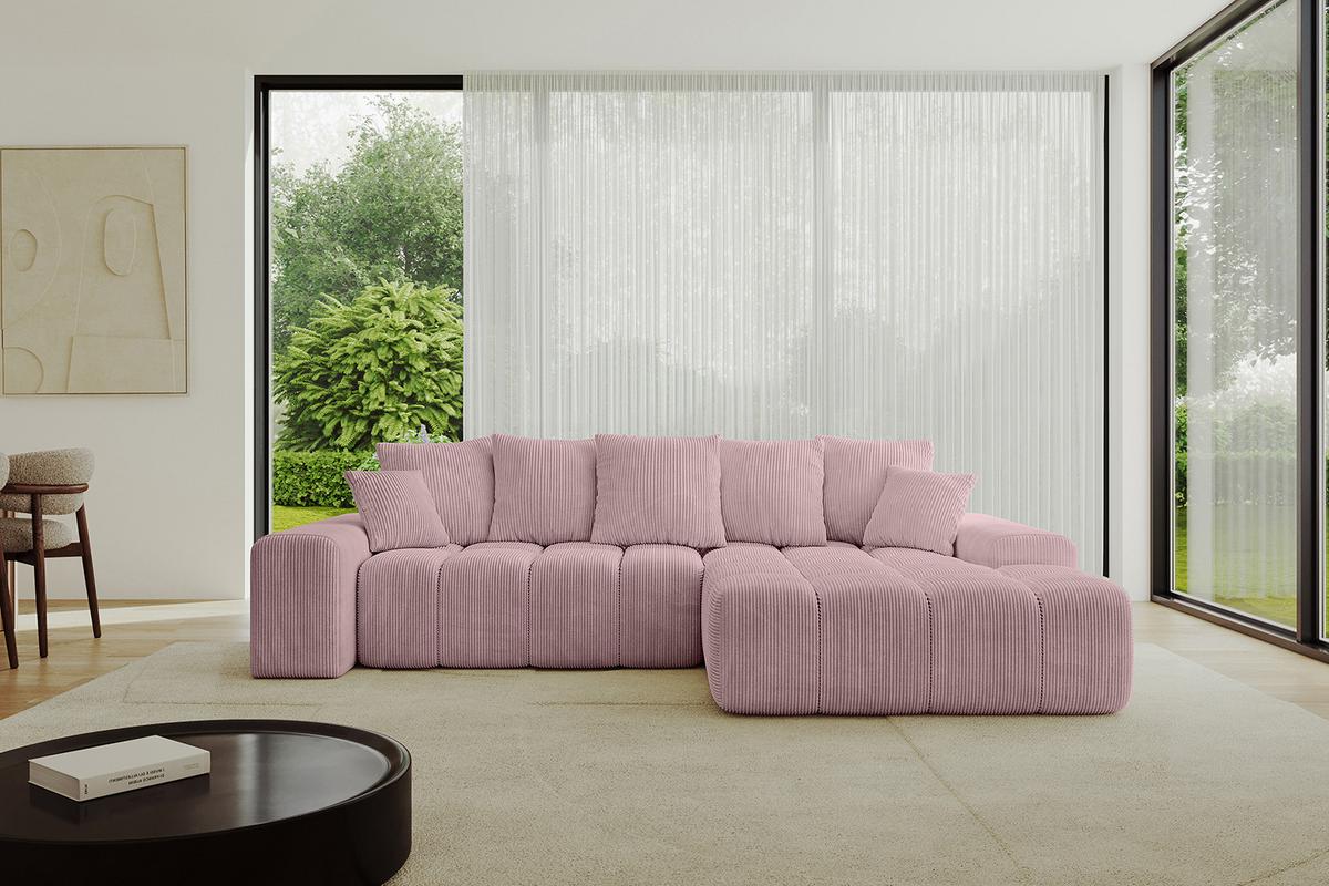 ECKSOFA Ottomane Rechts ENSI-L - 267x164x69 cm Rosa - Rosa, Holzwerkstoff/Kunststoff (164/267cm) - ALTDECOR