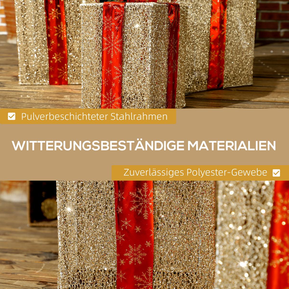 58ER LED Weihnachtsdeko, Weihnachtsbeleuchtung in warmweiß, Stahlrahmen - Goldfarben, Kunststoff/Metall (25.5/35/25.5cm) - Outsunny