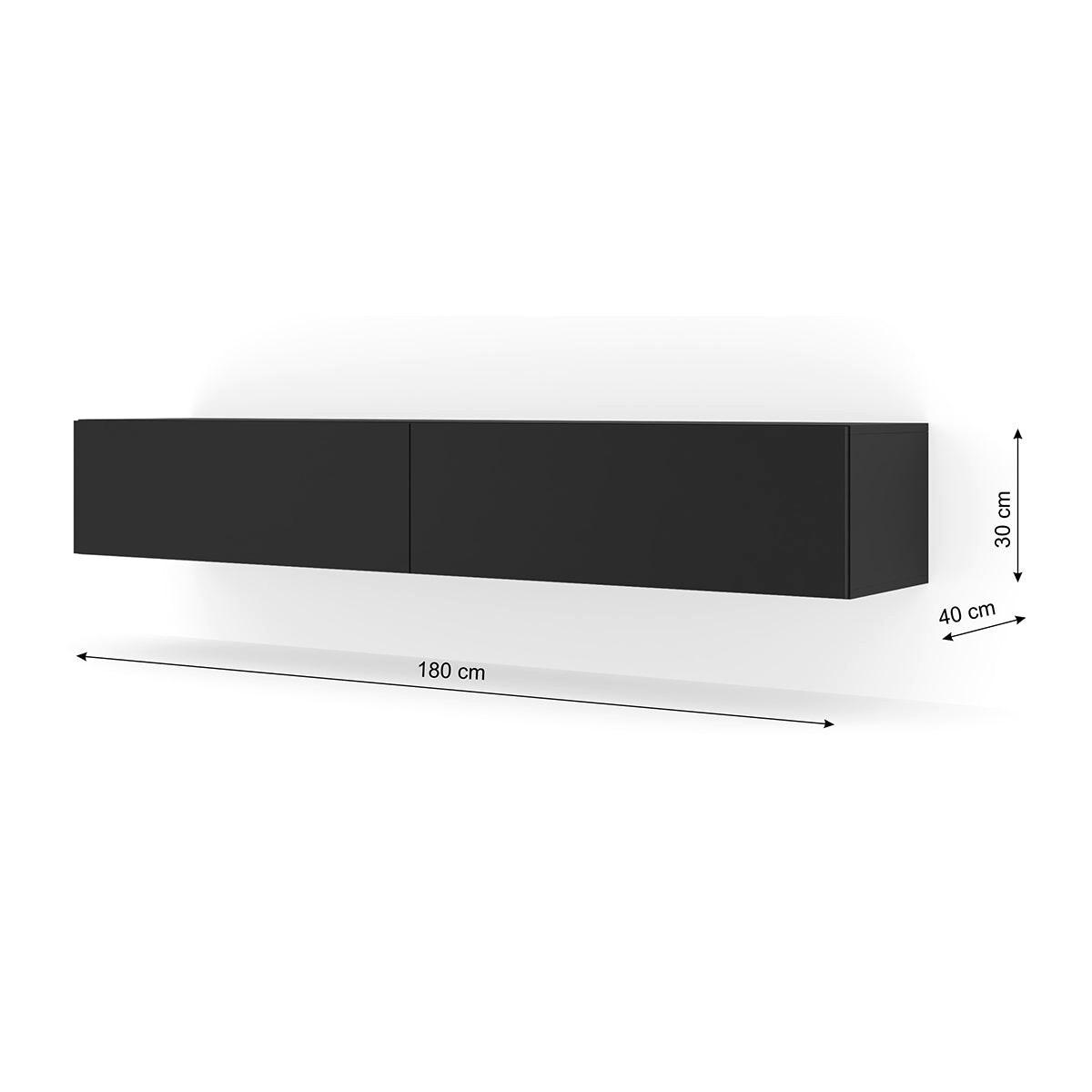 TV-MÖBEL Bali Mattschwarz - Schwarz, Holzwerkstoff (180/30/40cm) - Petits-meubles