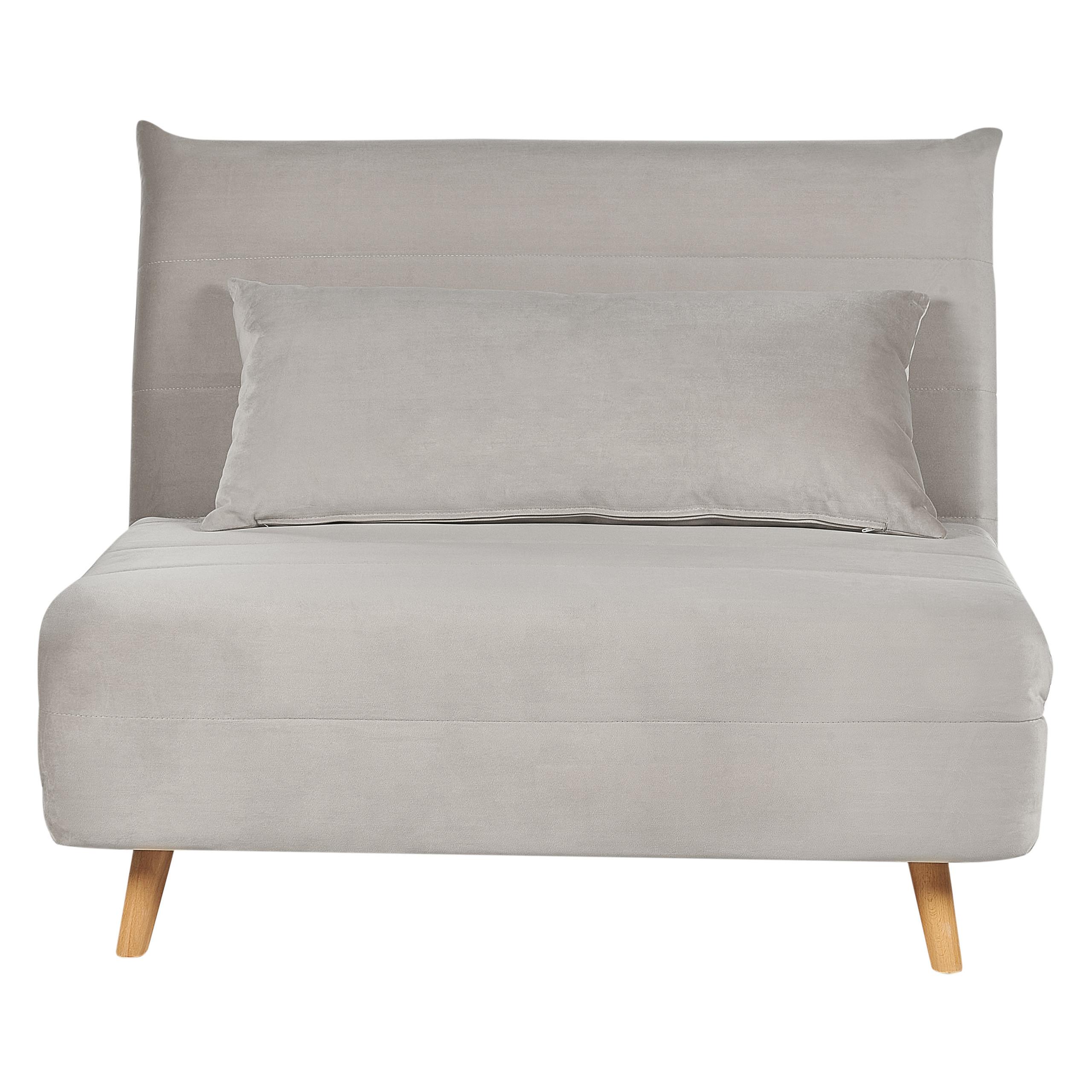 1-SITZER-SCHLAFSOFA Samtstoff Hellgrau Setten - Hellgrau, Textil (104/82/190cm) - Beliani