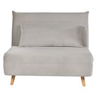 1-SITZER-SCHLAFSOFA Samtstoff Hellgrau Setten - Hellgrau, Textil (104/82/190cm) - Beliani