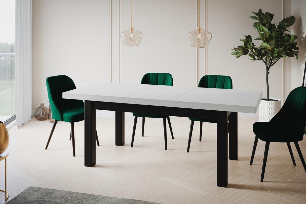 RECHTECKIGER Esstisch Ausziehbar – Moderner Wohnzimmertisch Küchentisch und Esszimmertisch – Tisch mit Holzbeinen, Maßen von 120 – 160 cm – Weiß - Schwarz/Weiß, Holzwerkstoff (120/80/78cm) - Alpi-Möbel