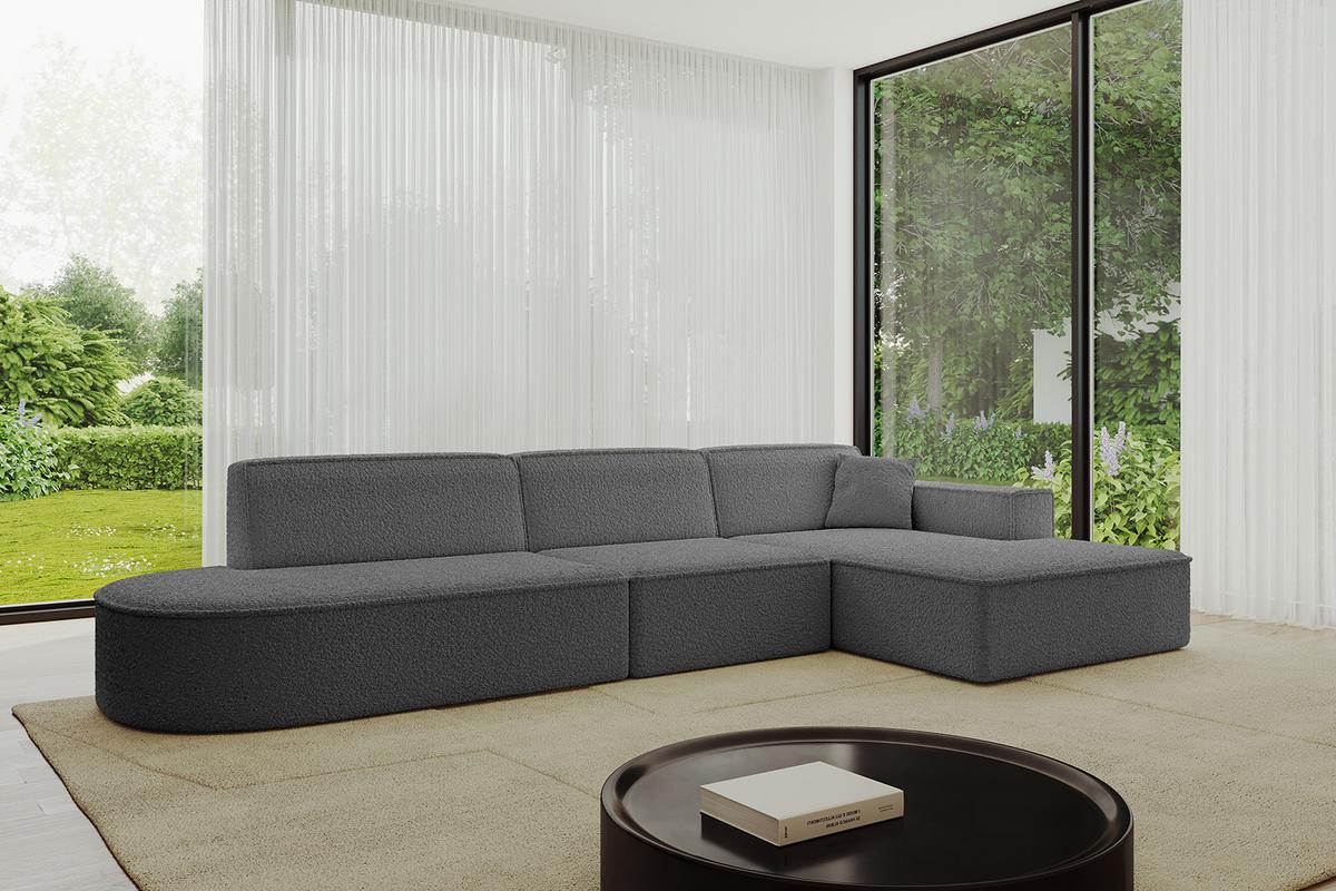 ECKSOFA Ottomane Rechts IREA-L2-v4 - 327x165x77 cm Grau - Olivgrün, Holzwerkstoff/Textil (327/165cm) - ALTDECOR