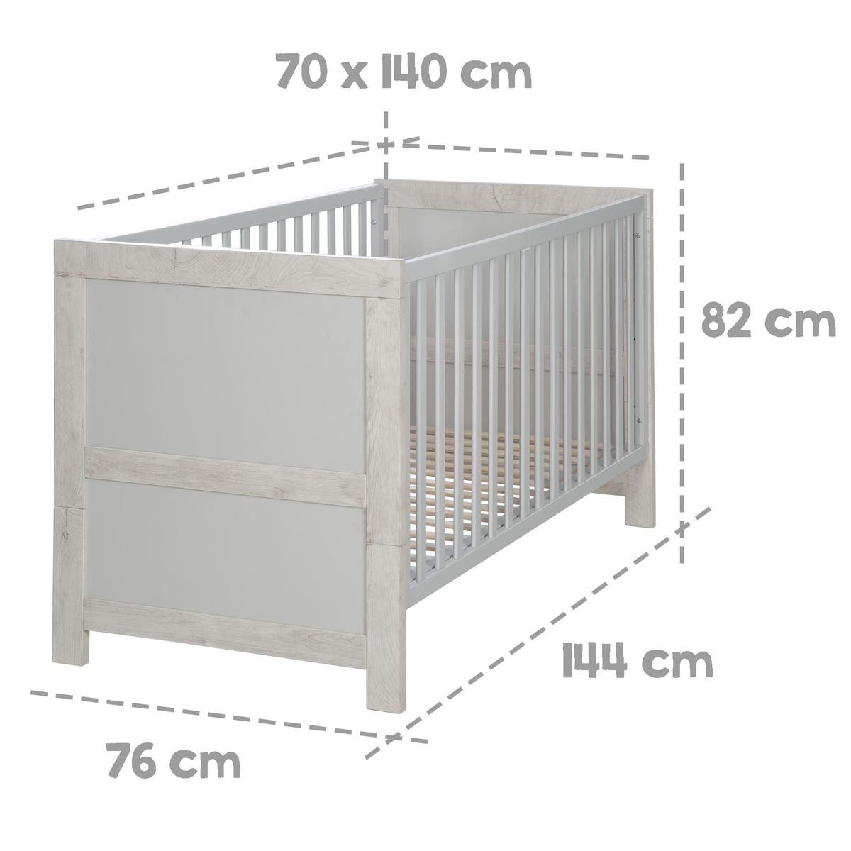 BABYZIMMER-SET Mila 2-teilig - Grau, Holzwerkstoff (126/98.5/142cm) - Roba
