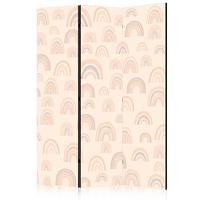 PARAVENT Akustik 3-tlg 135x172 cm Regenbogen Boho-Stil - Beige, Holz/Textil (135/172/3cm) - Muralo