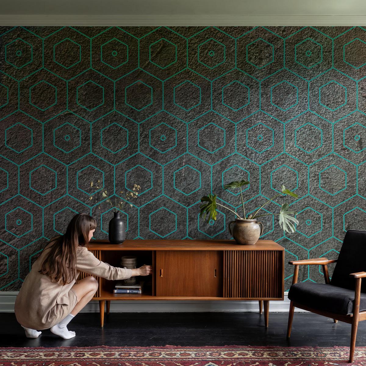 FOTOTAPETE 416x254 cm - Geometrisches Muster - Braun, Textil (416/254cm) - Wallfluent