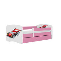 KINDERBETT Rennwagen mit Schublade und Matratze 140/70 - Rosa, Holzwerkstoff (70/140cm) - RAUMHIRSCH FURNITURE
