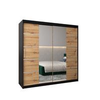 SCHWEBETÜRENSCHRANK 200/200/62 2-türig - Silberfarben/Schwarz, Holz/Kunststoff (200/200/62cm) - MÖBEL KRYSPOL