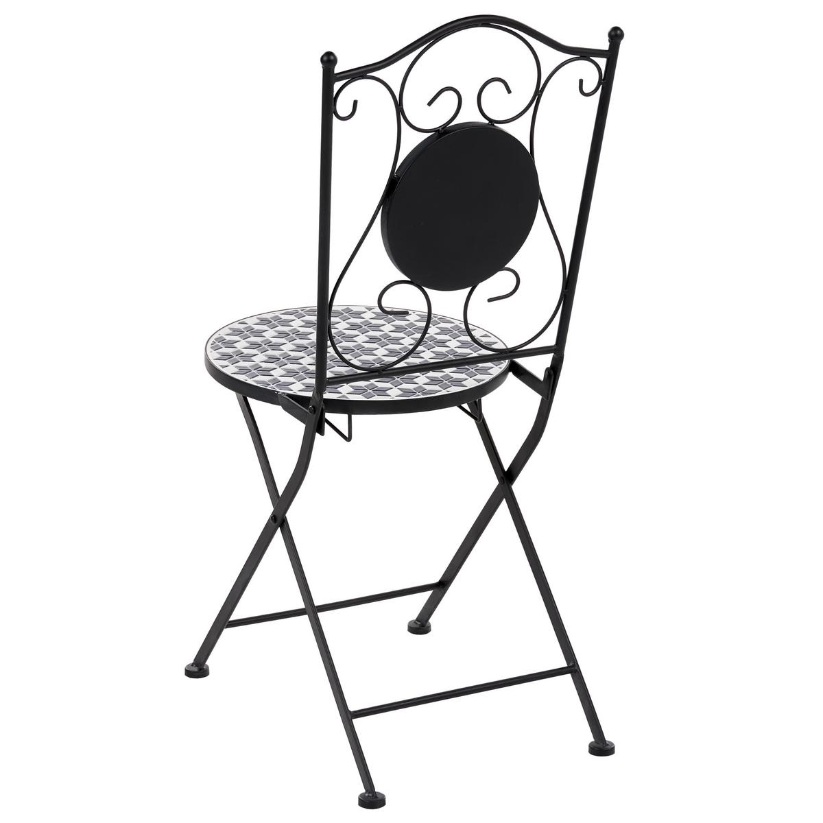 GARTENSTUHL 2er Set klappbar Metall Weiß/Blau Sirolo - Blau/Schwarz, Metall (40/90/44cm) - Beliani