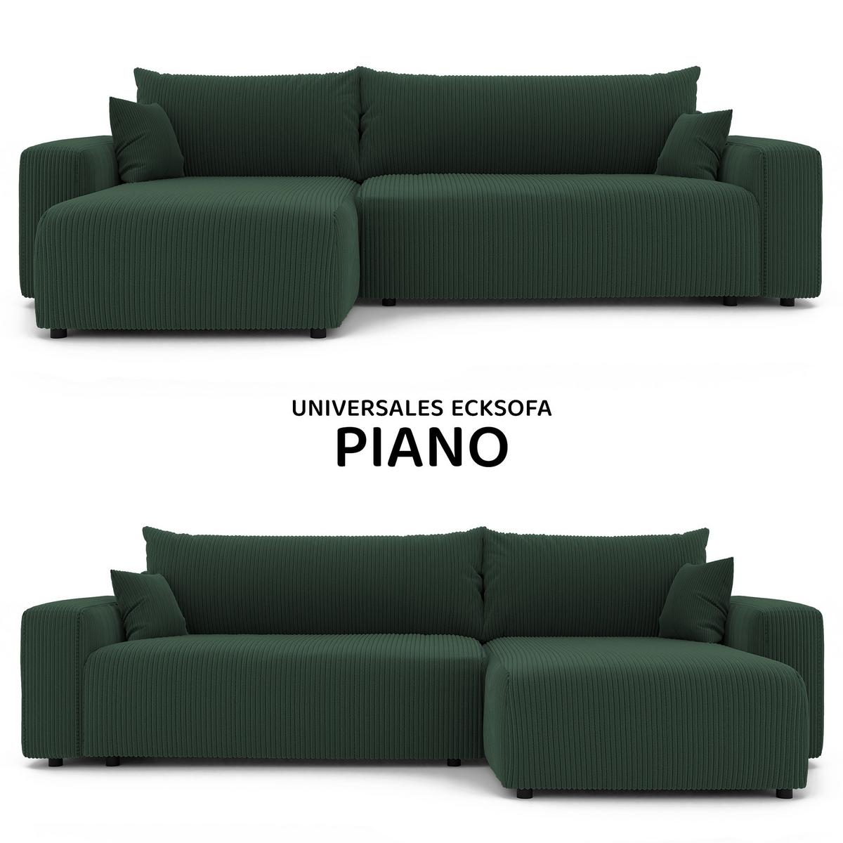 ECKSOFA mit Schlaffunktion und Bettkasten, Grün - Grün, Holzwerkstoff/Textil (145/278cm) - Idohome
