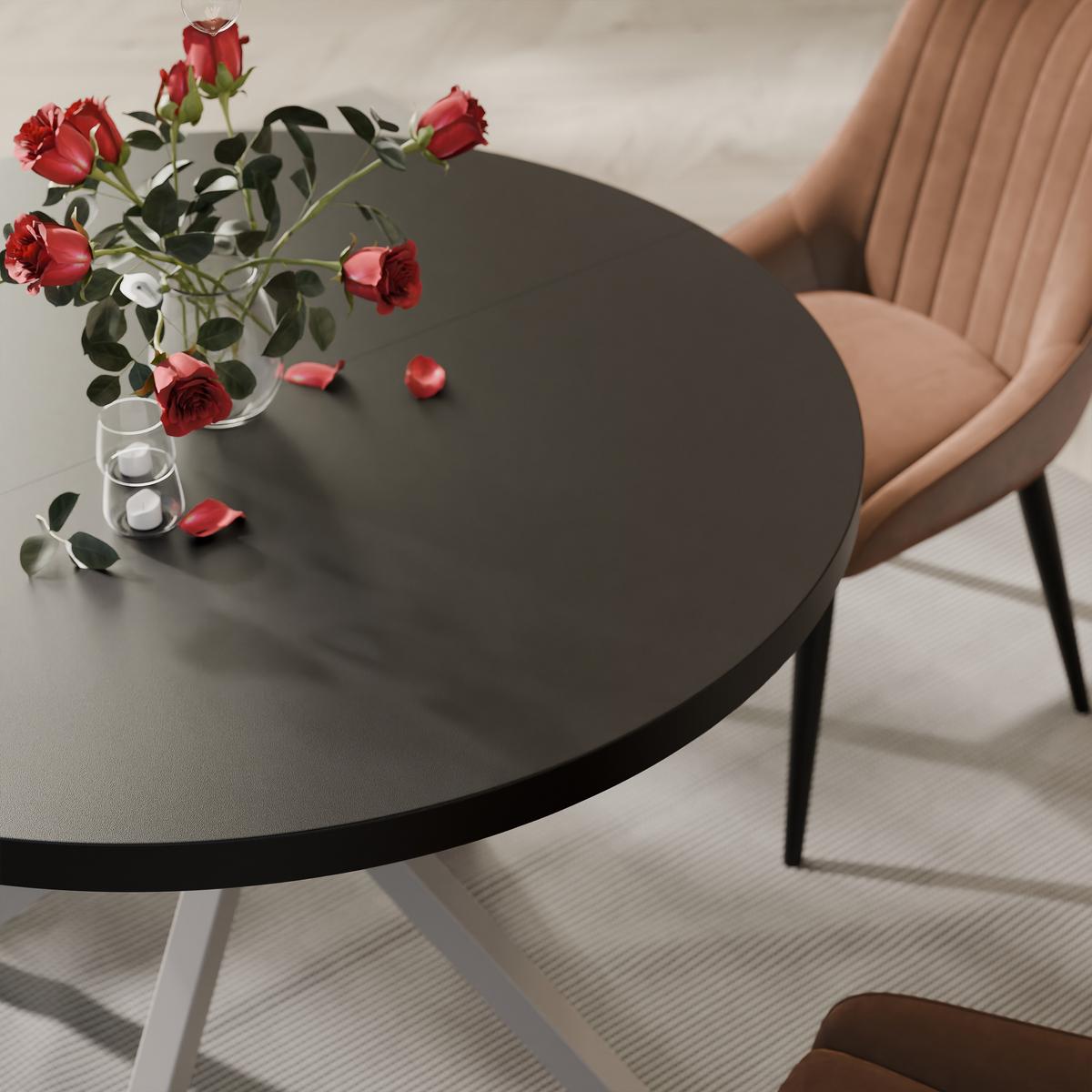 AUSZIEHTISCH MILTON 120-196/76 cm mit Metallgestell, Kaschmir / Schwarz Molet - Kaschmir/Schwarz, Holzwerkstoff/Metall (120/120/76cm) - Idohome