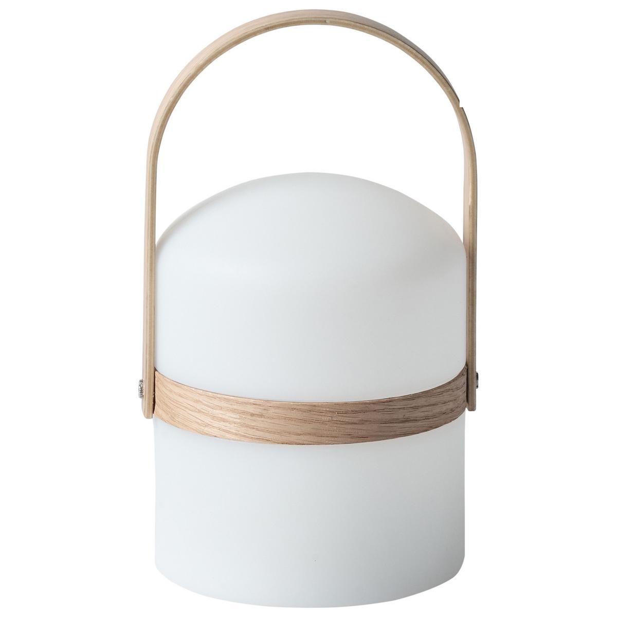 LED-TISCHLAMPE Weiß/Heller Holzfarbton Estero - Hellbraun/Weiß, Kunststoff (14/14/25cm) - Beliani