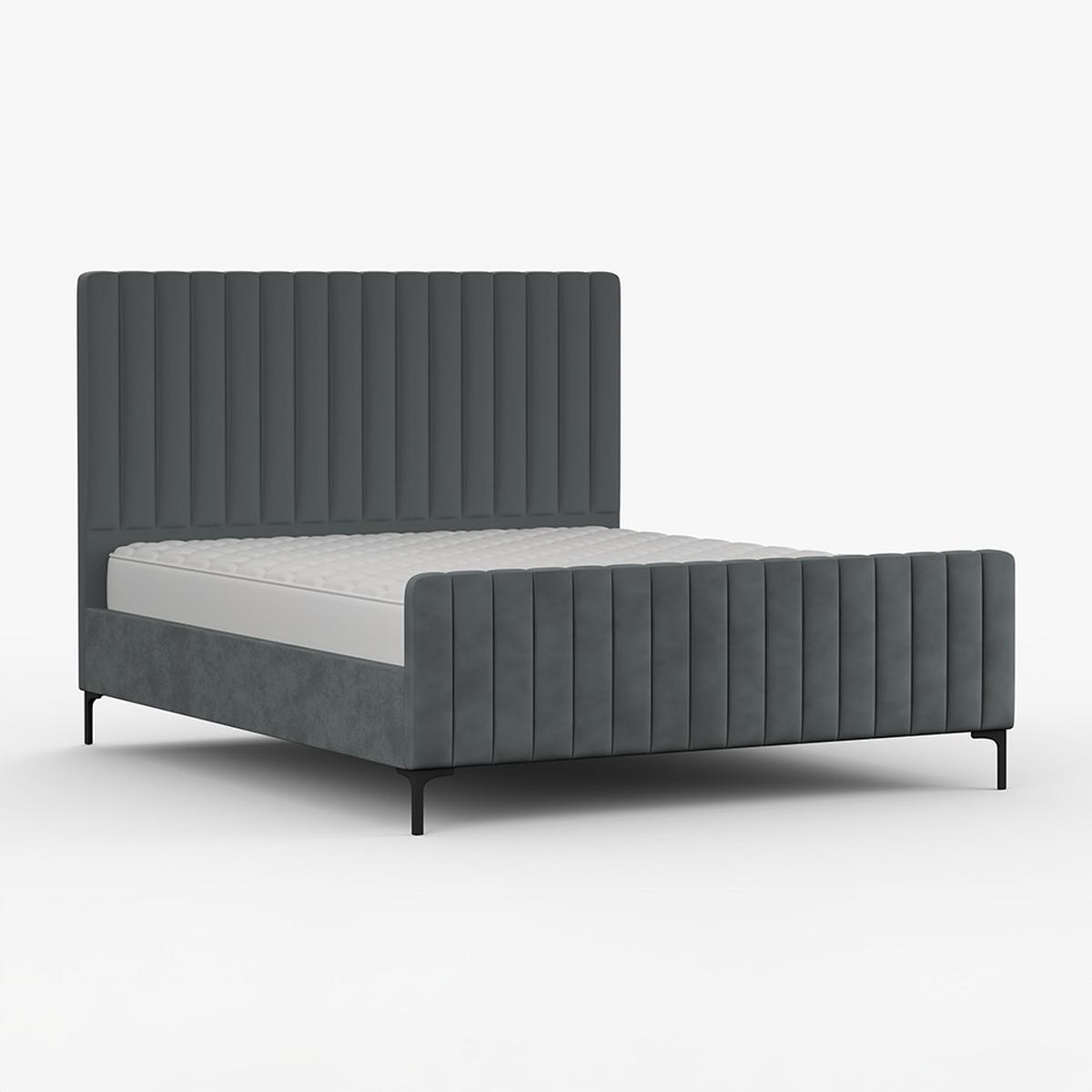POLSTERBETT AURORA, Lattenrost, ohne Bettkasten, gepolsterte Kopfstütze 160/200 in Grau - Schwarz/Grau, Holz/Textil (160/200cm) - imoebel24