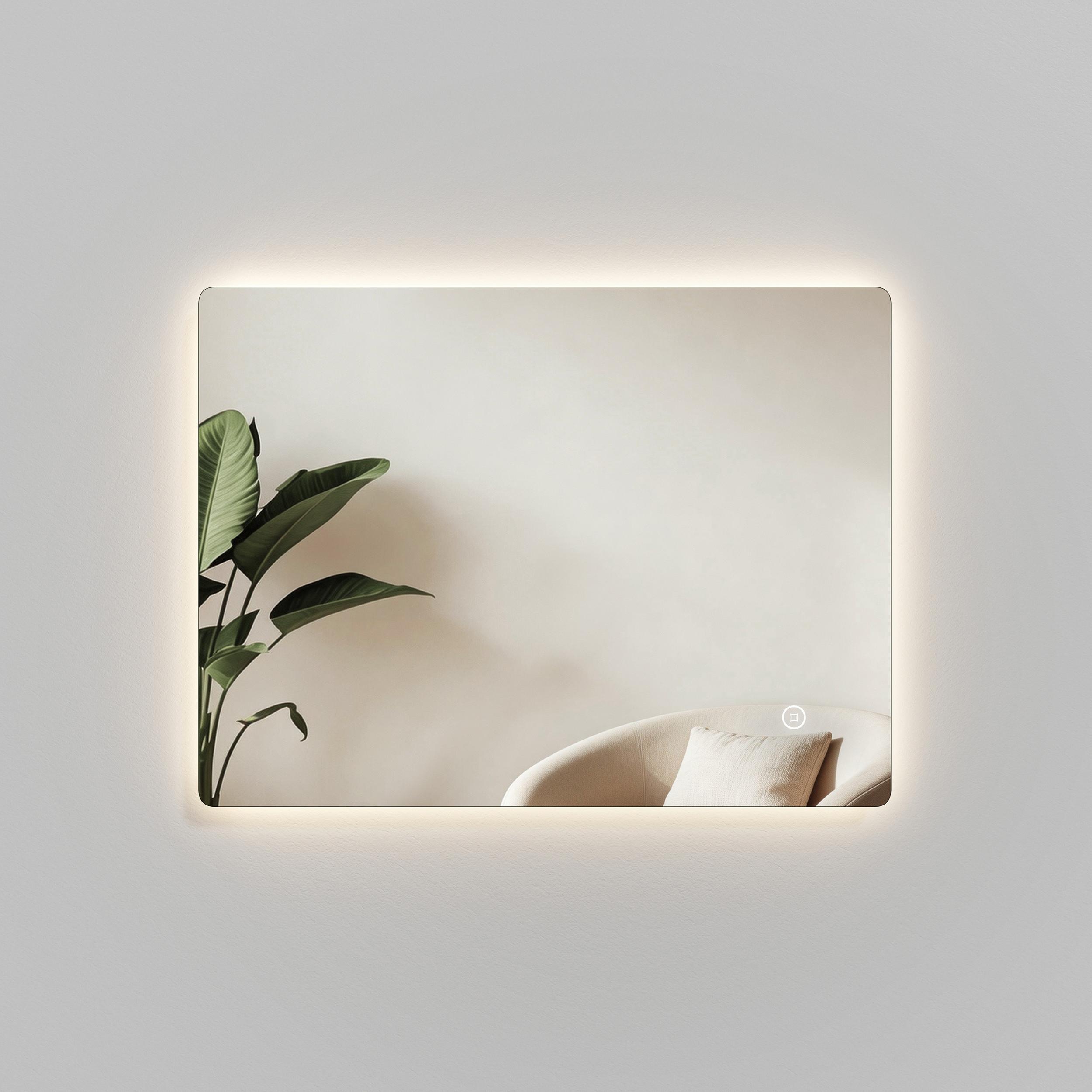 BADSPIEGEL LED abgerundet 3 Farbtemperaturen Touch-Schalter 80/60 cm - Transparent, Glas (80/60/3cm) - EMKE