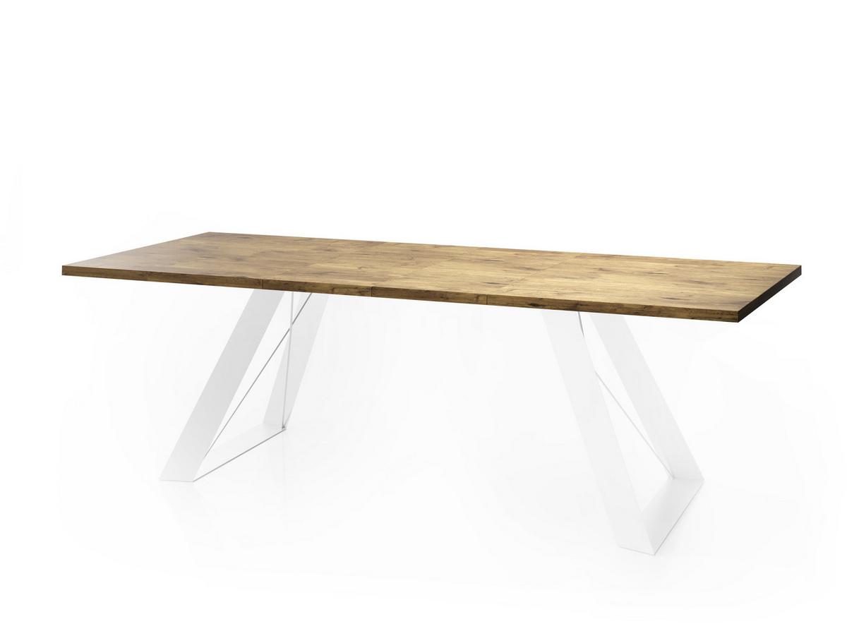 ESSTISCH Colter Weiß rechteckig ausziehbar, Lancelot Eiche 140-240/80/76 cm - Eichefarben/Weiß, Holzwerkstoff/Metall (80/240/76cm) - WFL GROUP