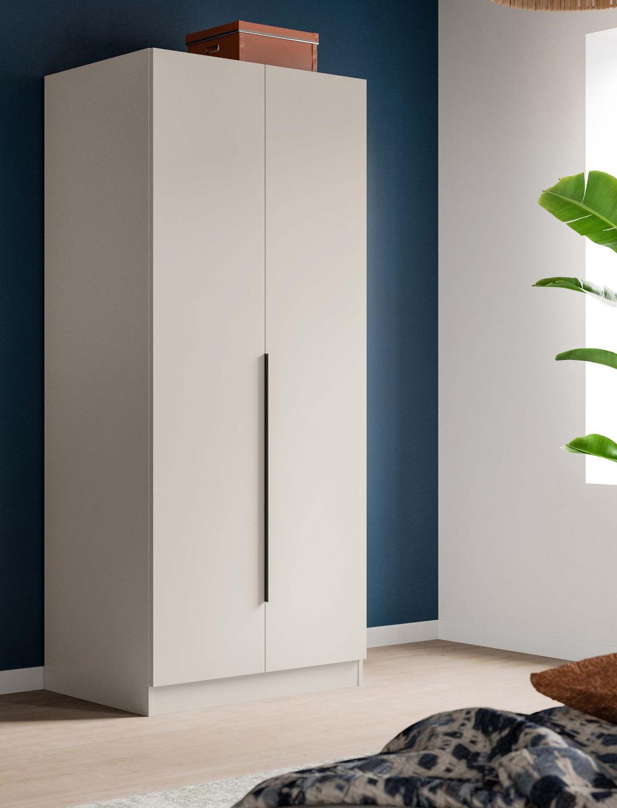 KLEIDERSCHRANK kaschmir 80 x 181 cm, Drehtürenschrank 2-türig mit Einlegeböden - Kaschmir/Schwarz, Holzwerkstoff/Kunststoff (80/181/52cm) - Inn.Furn
