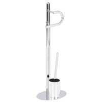 TOILETTENPAPIERHALTER mit Bürste Metall Silber Sarto - Silberfarben, Metall (28/78/20cm) - Beliani