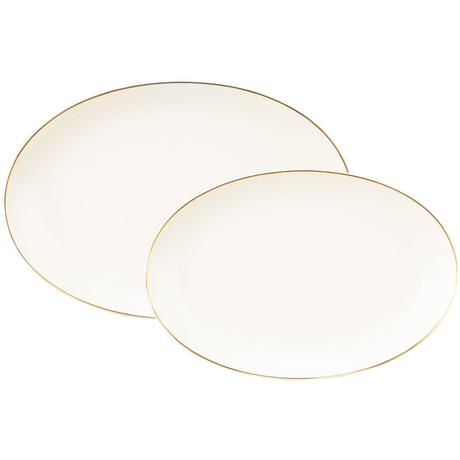 SERVIERPLATTEN-SET Savona Goldlinie creme 2-tlg. - Creme, Keramik (2/2/2cm) - Seltmann Weiden