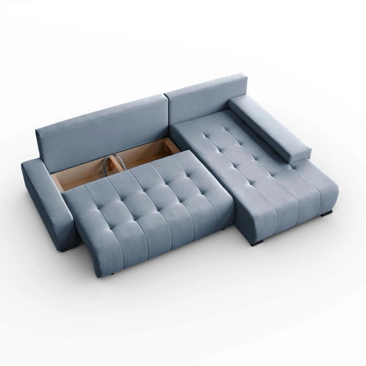 ECKSCHLAFSOFA Draco L Graphit - Graphitfarben/Schwarz, Textil/Metall (268/183cm) - Beautysofa