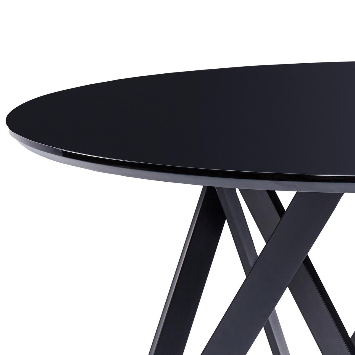 ESSTISCH schwarz glänzend 120 cm rund Oxhill - Schwarz, Holzwerkstoff (120/120/76cm) - Beliani