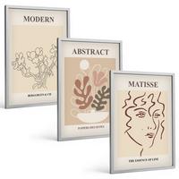 BILDER SET 3er Set - 40x60 cm Silberner Rahmen - Moderne Pflanzenlinien - Silberfarben, Kunststoff (40/60cm) - TULUP
