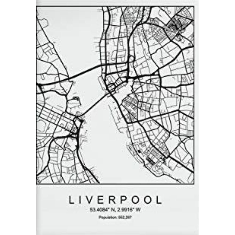 POSTER Liverpool Minimalistische Stadtplanen A3 Rahmenlos - Klar, Papier (29.7/5/42cm) - Nacnic