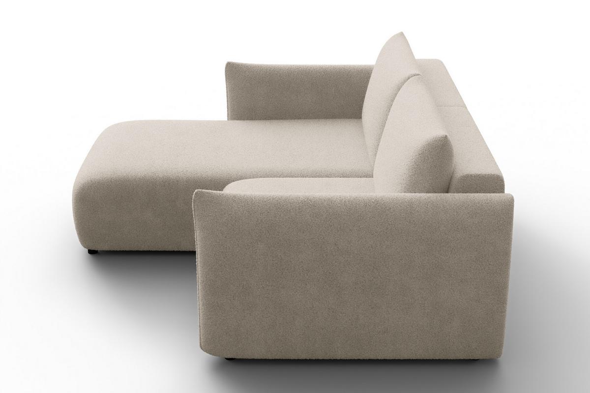 ECKSOFA TAUER 3-Sitzer LINKS, Bouclé-Stoff beige - Beige/Schwarz, Holz/Textil (173/206cm) - Courtois Laville