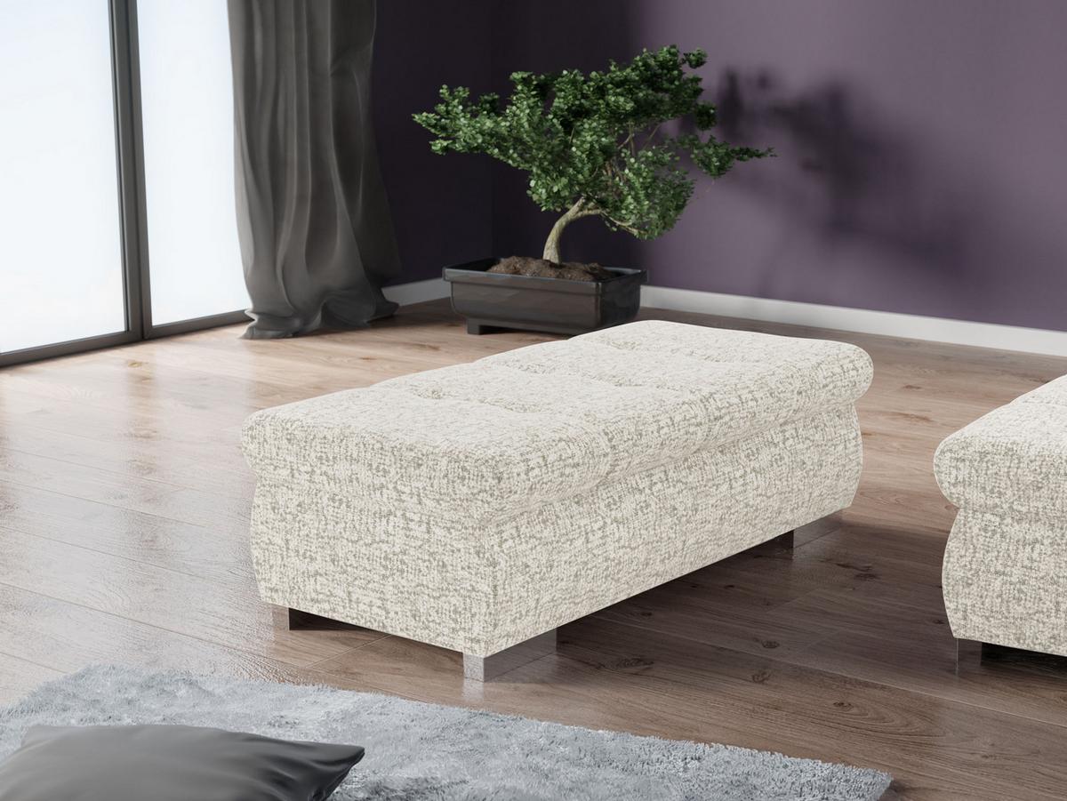 POLSTERHOCKER Orkan Groß - Sandfarben/Silberfarben, Holz/Textil (120/39/60cm) - MIRJAN24