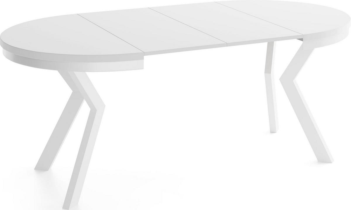 ESSTISCH Savio Weiß Neo rund ausziehbar verlängerbar XXL, Weiß 100-200/100/77 cm - Weiß, Holz/Holzwerkstoff (100/200/77cm) - WFL GROUP