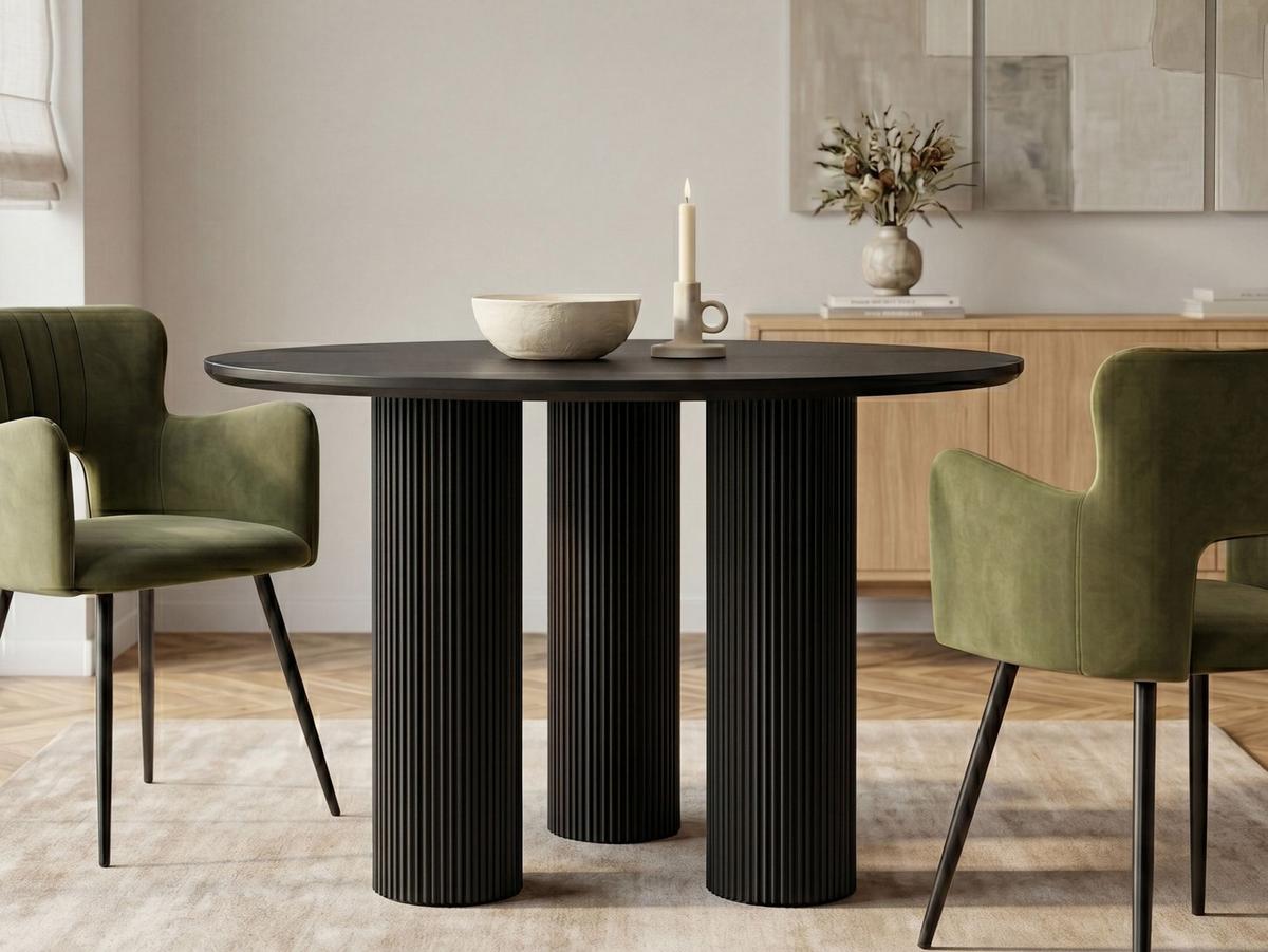 ESSTISCH Schwarz 120/120 cm Tulemalu - Schwarz, Holzwerkstoff (120/120/75cm) - Beliani