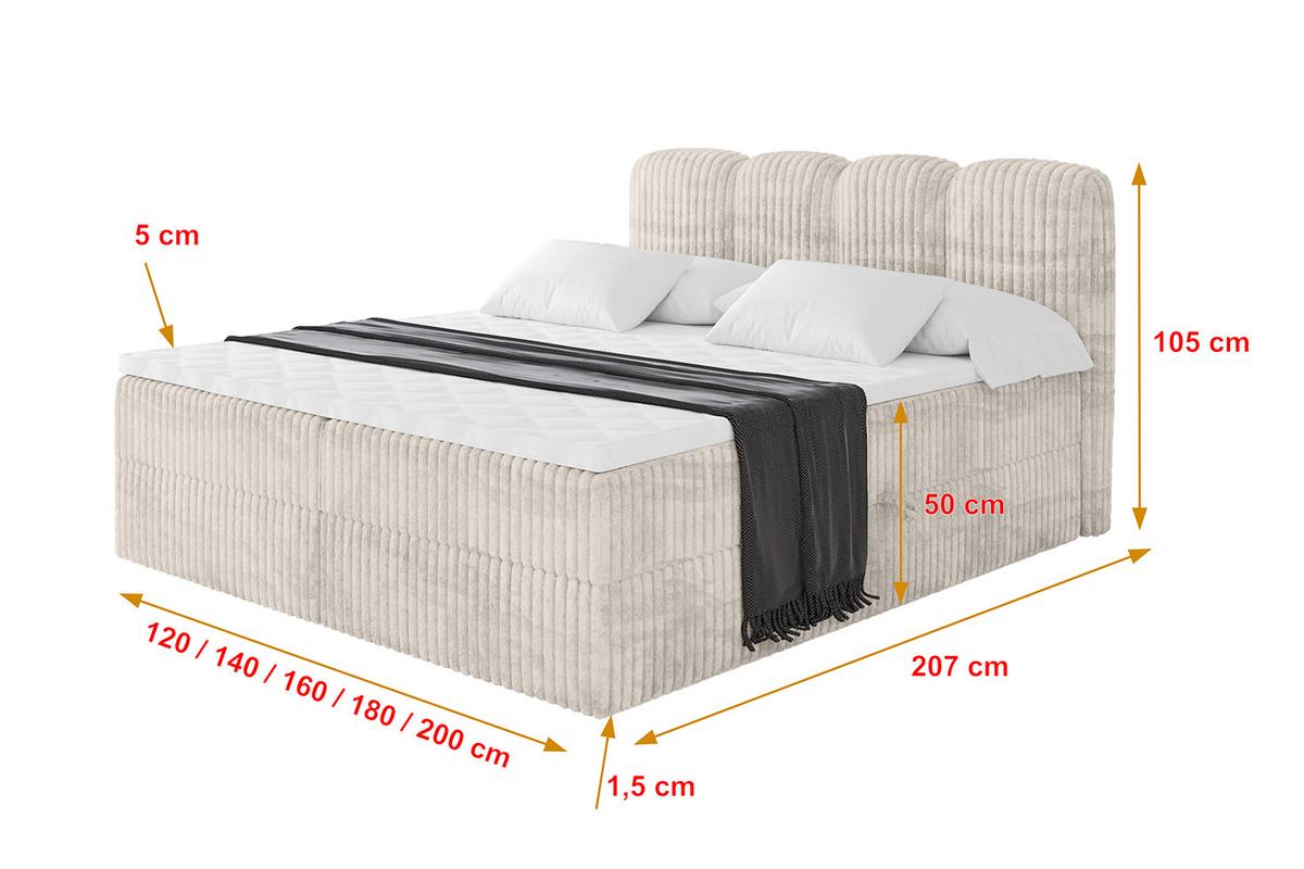BOXBETT mit Matratze H4 - NINA - 180x200 cm - Creme - Creme, Holzwerkstoff (180/200cm) - ALTDECOR